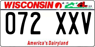WI license plate 072XXV