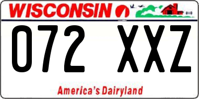 WI license plate 072XXZ