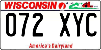 WI license plate 072XYC