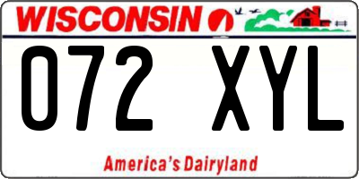 WI license plate 072XYL