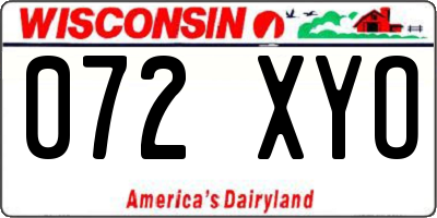WI license plate 072XYO