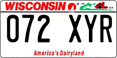 WI license plate 072XYR