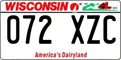 WI license plate 072XZC