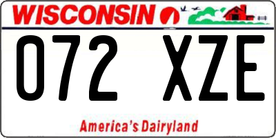 WI license plate 072XZE