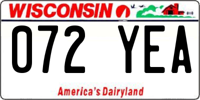 WI license plate 072YEA