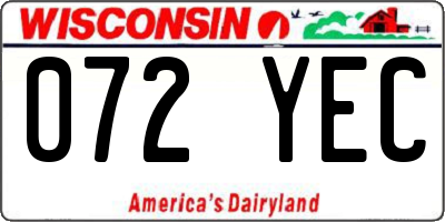 WI license plate 072YEC