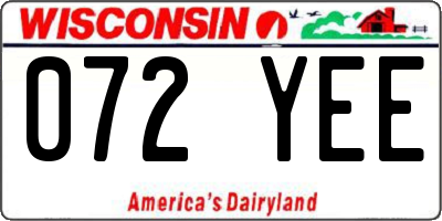 WI license plate 072YEE