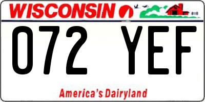WI license plate 072YEF