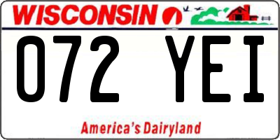 WI license plate 072YEI