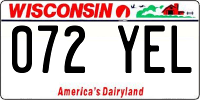 WI license plate 072YEL
