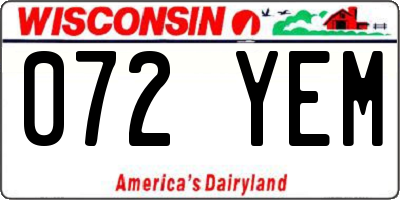 WI license plate 072YEM