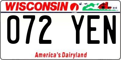 WI license plate 072YEN