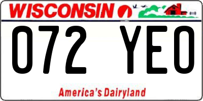 WI license plate 072YEO