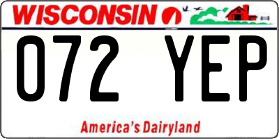 WI license plate 072YEP