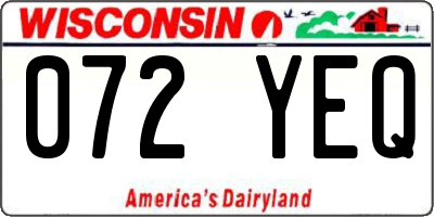 WI license plate 072YEQ