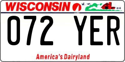 WI license plate 072YER