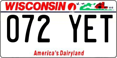 WI license plate 072YET