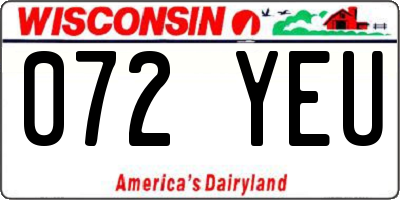 WI license plate 072YEU