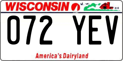 WI license plate 072YEV