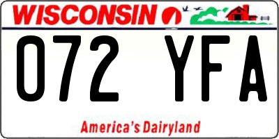 WI license plate 072YFA