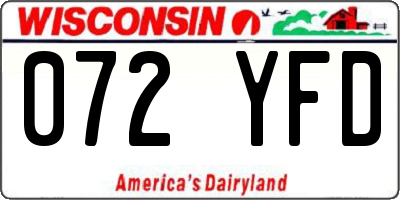 WI license plate 072YFD