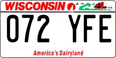 WI license plate 072YFE