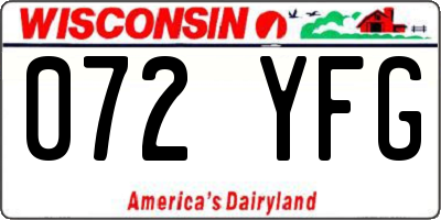 WI license plate 072YFG