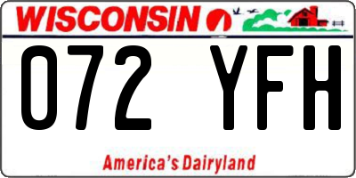 WI license plate 072YFH