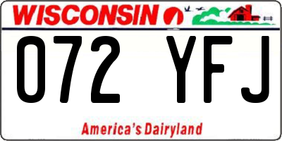 WI license plate 072YFJ