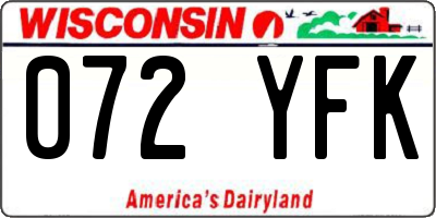 WI license plate 072YFK