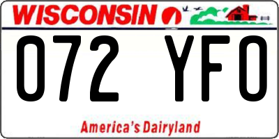 WI license plate 072YFO