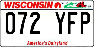 WI license plate 072YFP