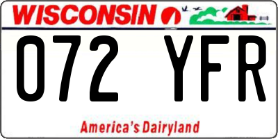WI license plate 072YFR