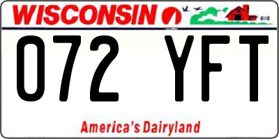 WI license plate 072YFT