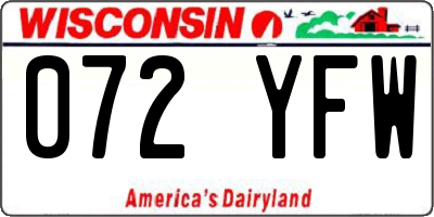 WI license plate 072YFW