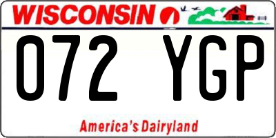 WI license plate 072YGP