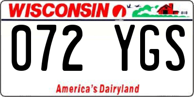 WI license plate 072YGS