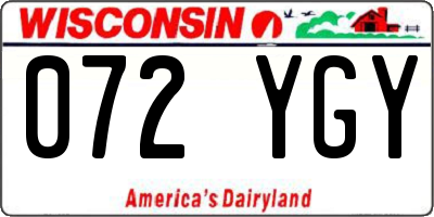 WI license plate 072YGY