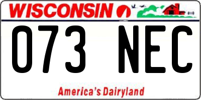 WI license plate 073NEC