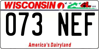 WI license plate 073NEF