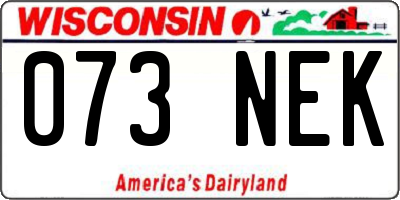 WI license plate 073NEK