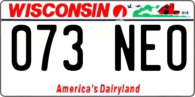 WI license plate 073NEO