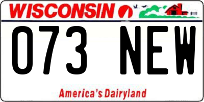 WI license plate 073NEW