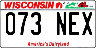 WI license plate 073NEX