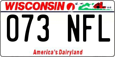 WI license plate 073NFL
