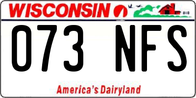 WI license plate 073NFS