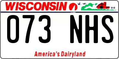 WI license plate 073NHS