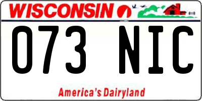 WI license plate 073NIC