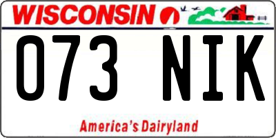 WI license plate 073NIK