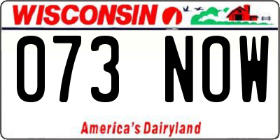 WI license plate 073NOW